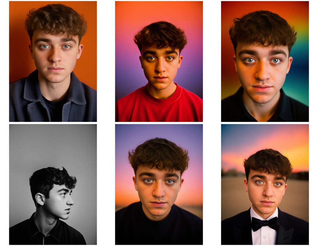Portraits generated by the model trained on my face