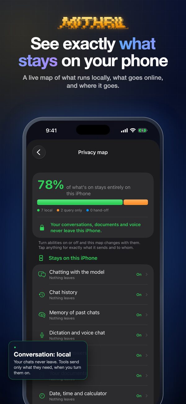 Mithril: see exactly what stays on your phone