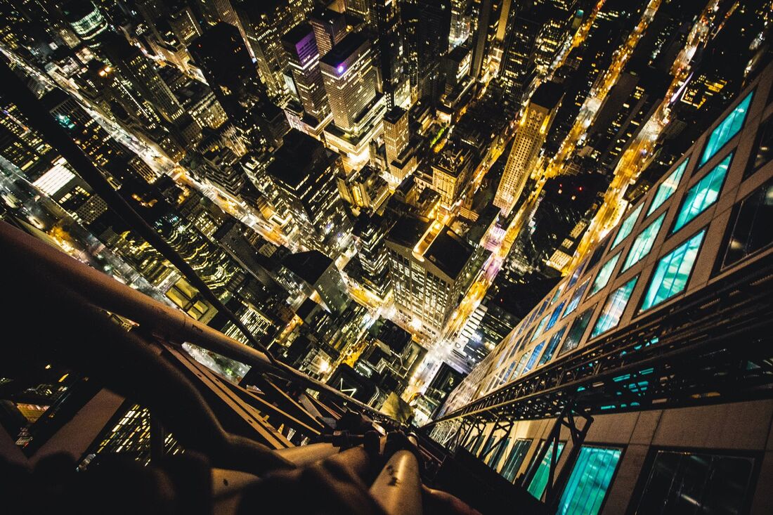 Looking straight down from a Manhattan rooftop